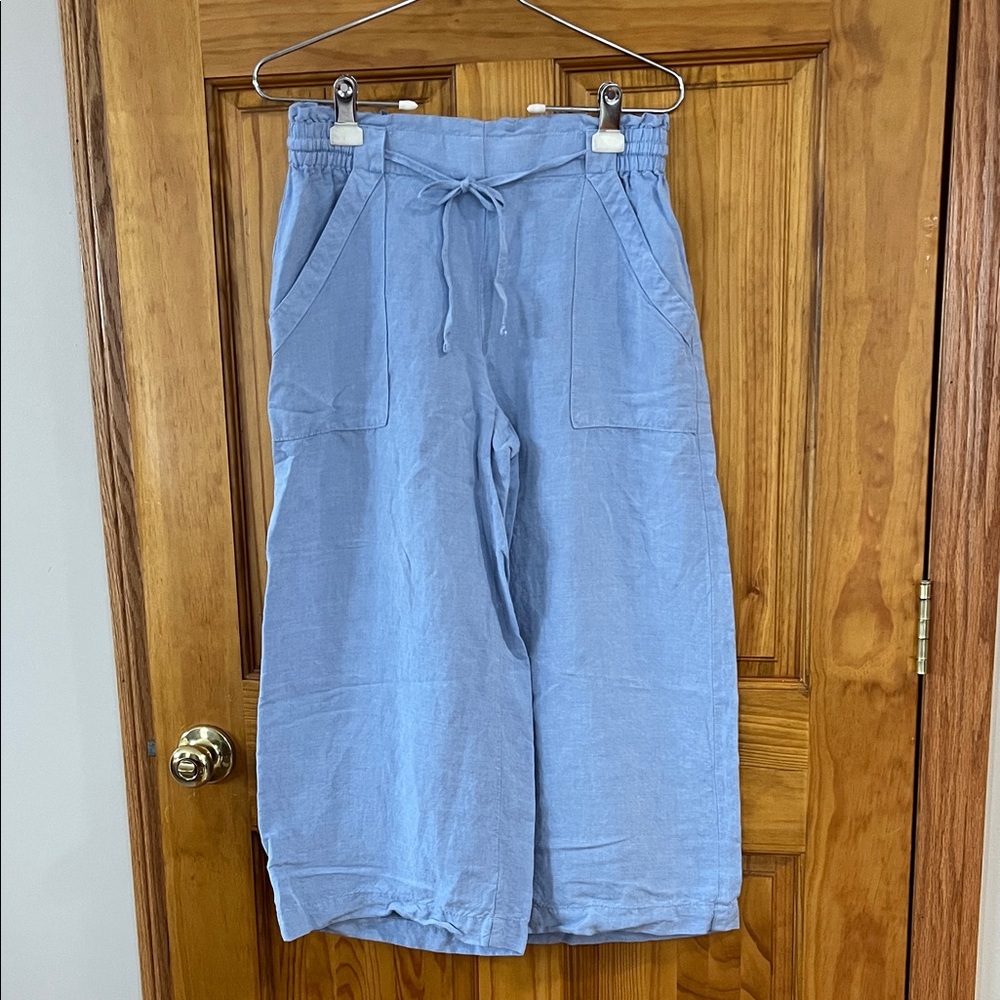 LOFT Light Blue chambray Wide-Leg Pants